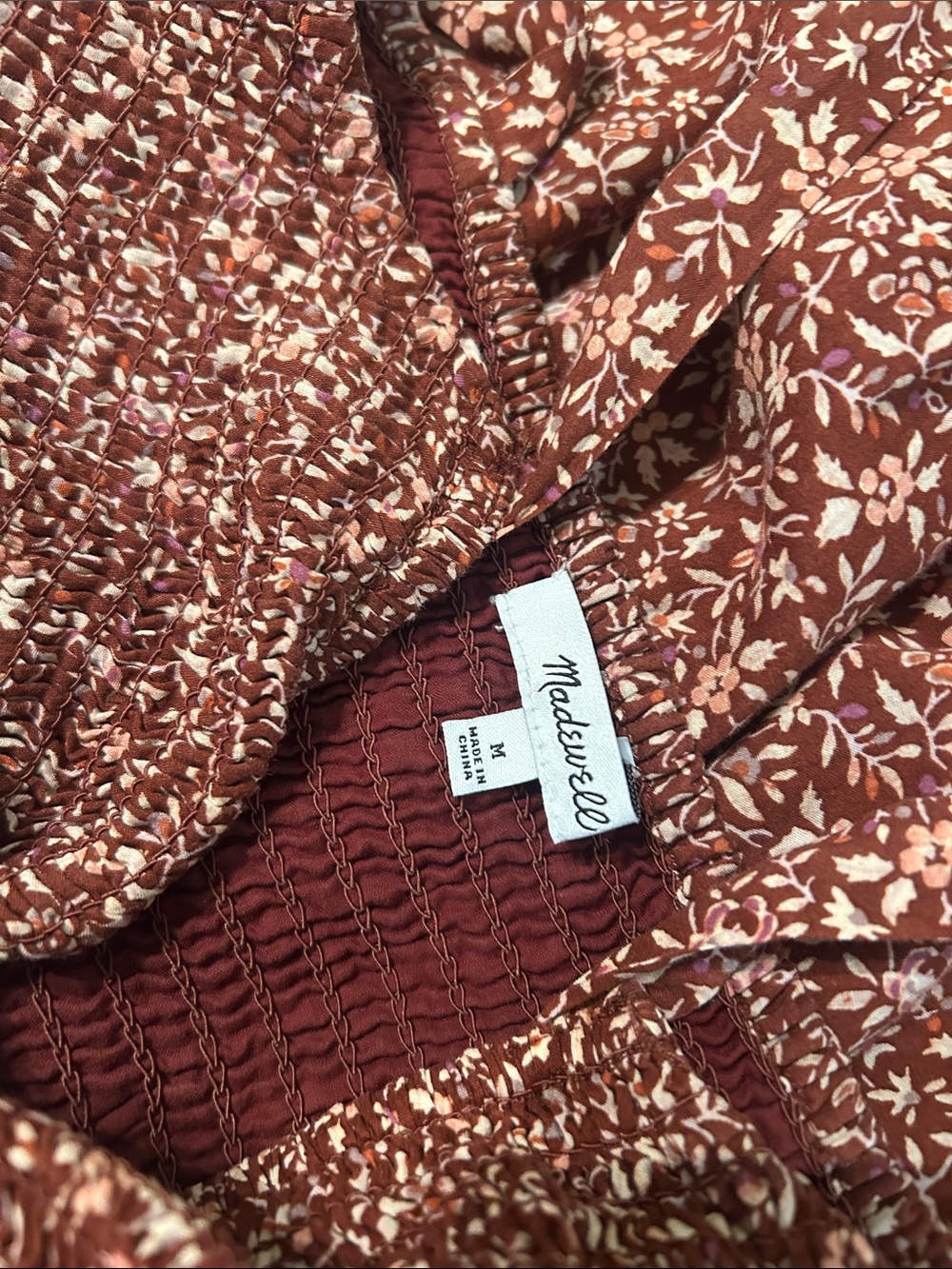 Madewell Rust Floral Tie-Shoulder Midi Dress - Picture 3 of 3
